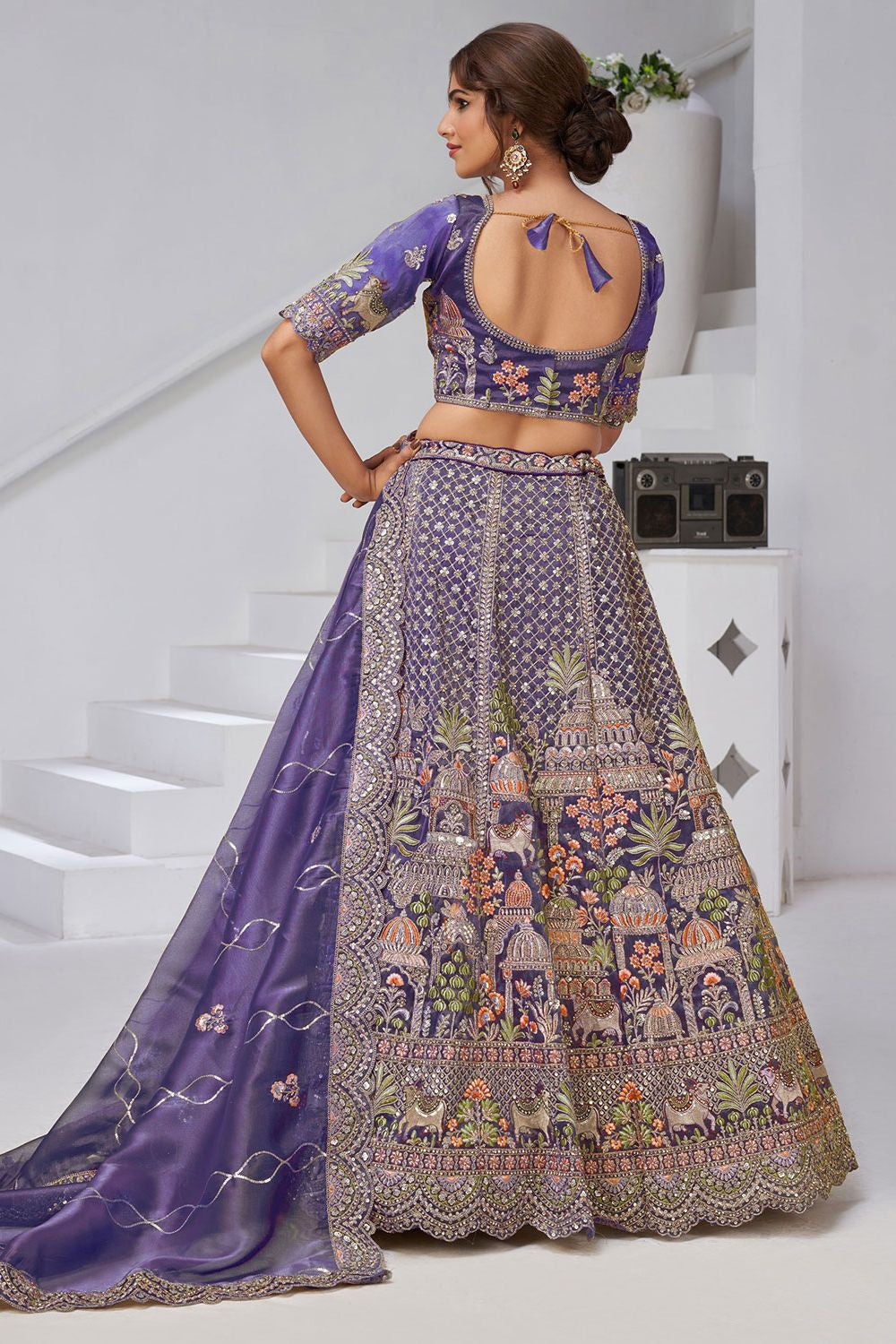 Purple Organza Lehenga Choli - SFRELS6526