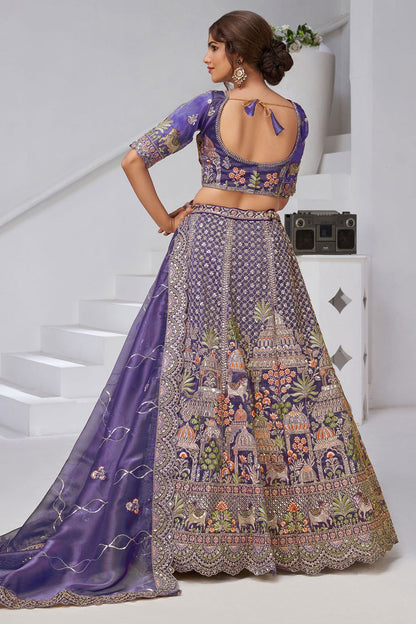 Purple Organza Lehenga Choli - SFRELS6526
