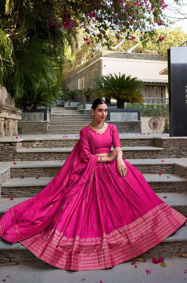 Rani Pink Chanderi Lehenga Choli - SFROY566103