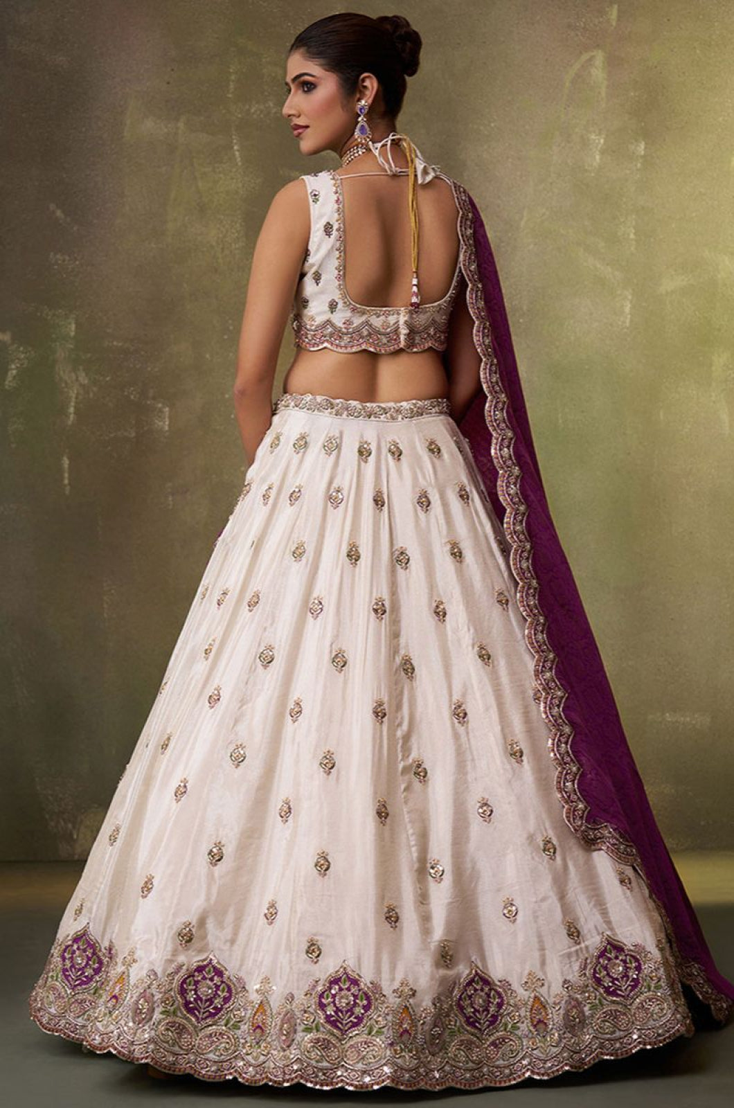 Off White Tissue Lehenga Choli - SFROY567702
