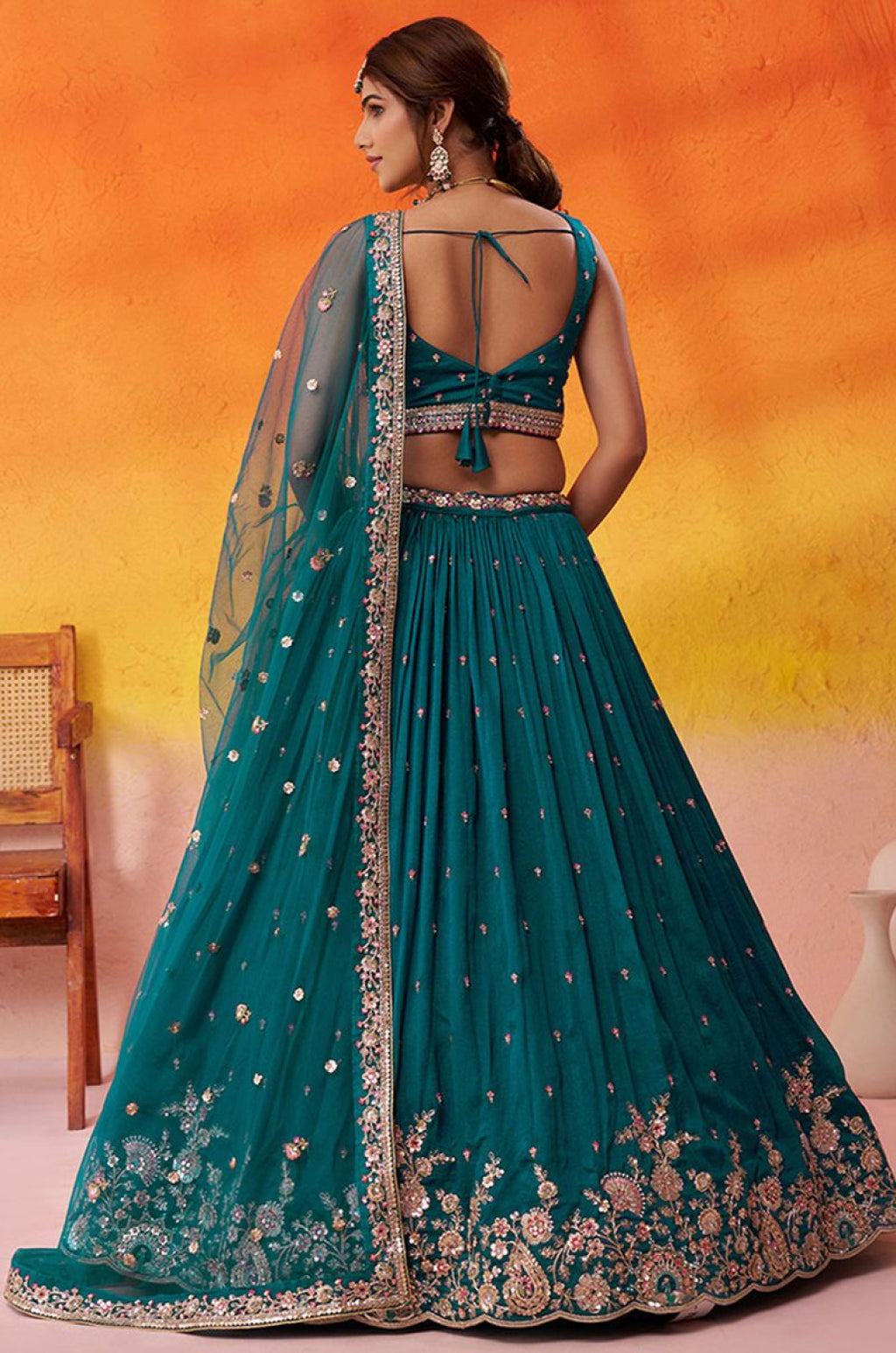 Firozi Georgette Lehenga Choli - SFROY567707