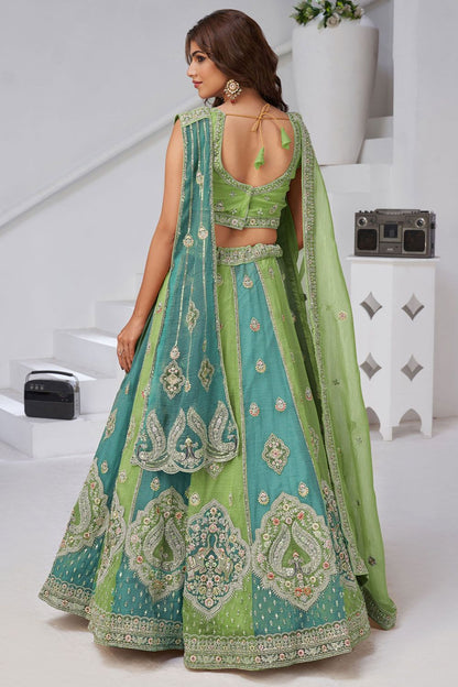 Green Tissue Lehenga Choli - SFRELS6528