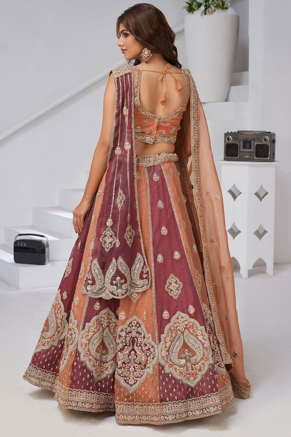 Orange Tissue Lehenga Choli - SFRELS6530