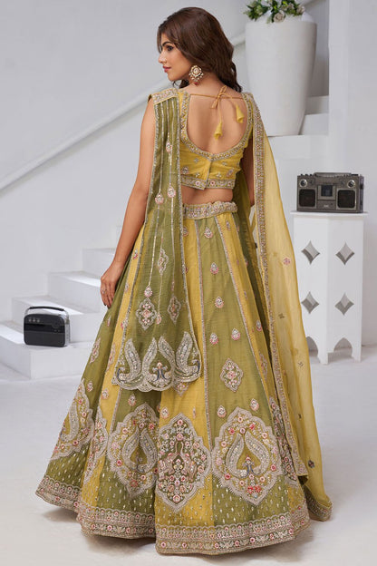 Green Tissue Lehenga Choli - SFRELS6531