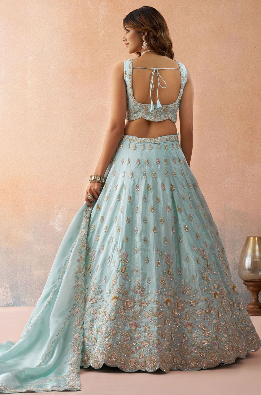 Blue Tissue Lehenga Choli - SFROY571707