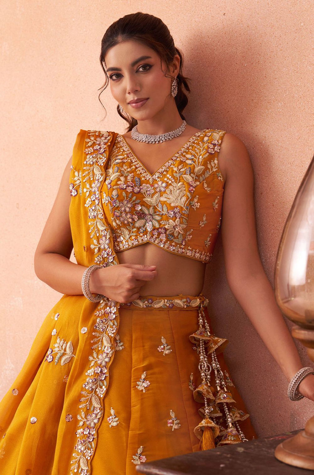 Yellow Tissue Lehenga Choli - SFROY571720