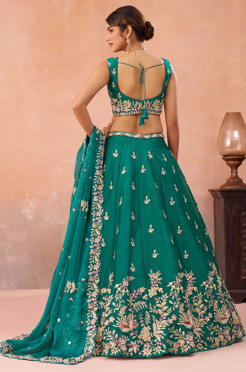 Green Tissue Lehenga Choli - SFROY571721