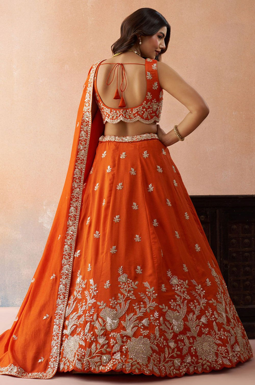 Orange Tissue Lehenga Choli - SFROY571723