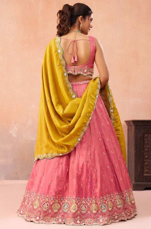 Pink Silk Lehenga Choli - SFROY571725