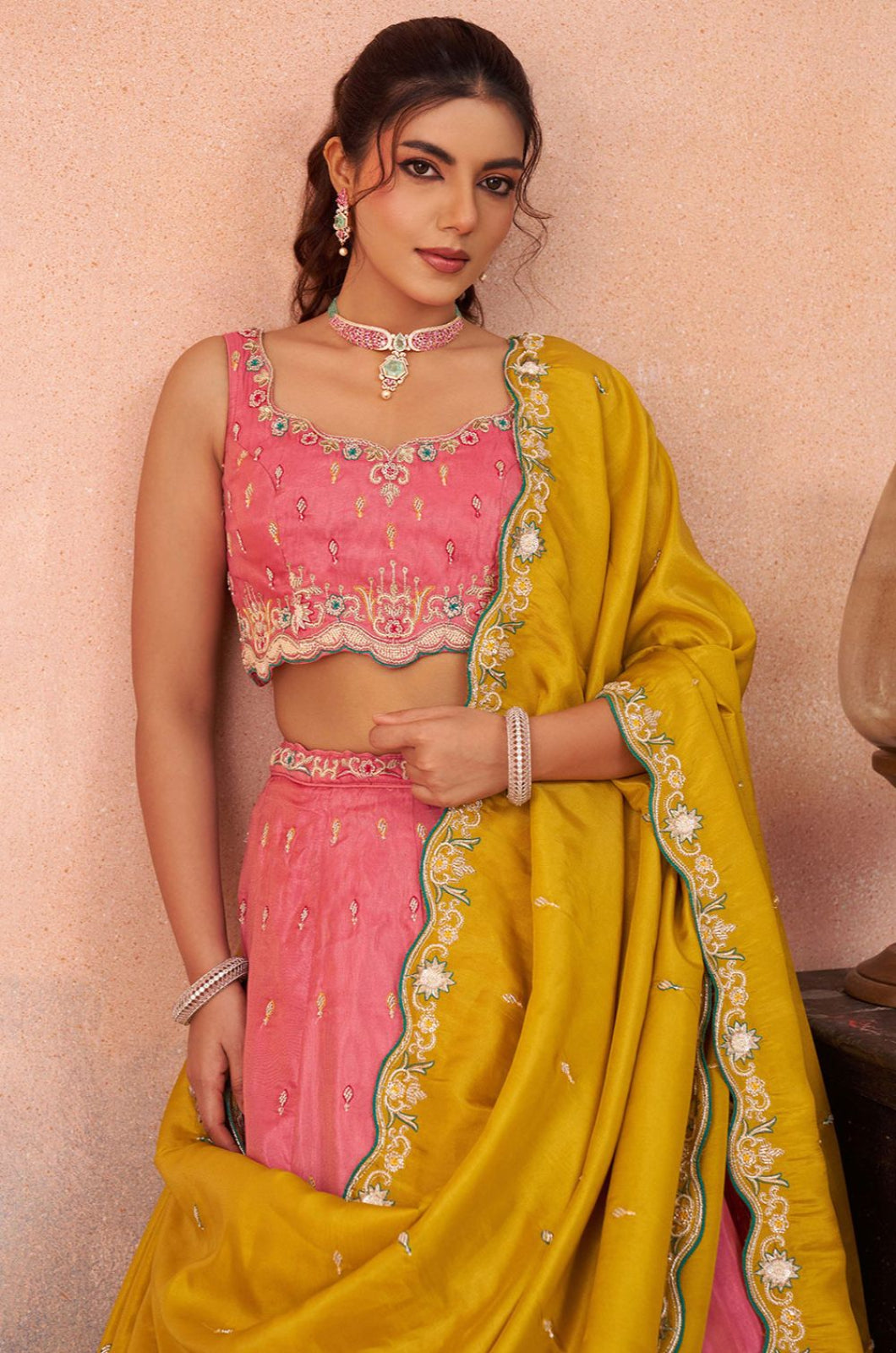 Pink Silk Lehenga Choli - SFROY571725