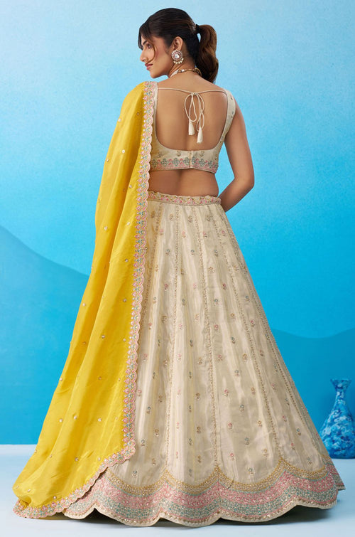 White Tissue Lehenga Choli - SFROY571802