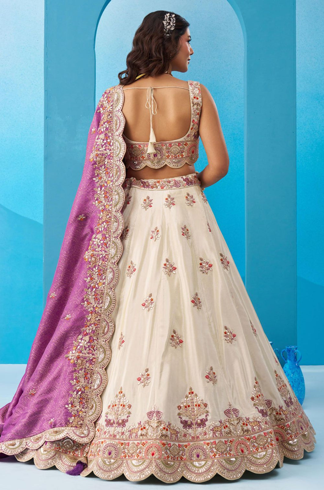White Tissue Lehenga Choli - SFROY571812