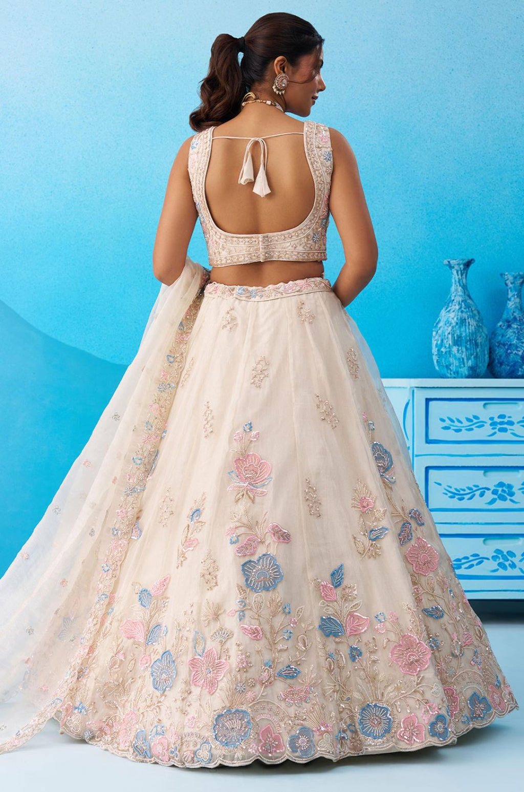 White Tissue Lehenga Choli - SFROY571819