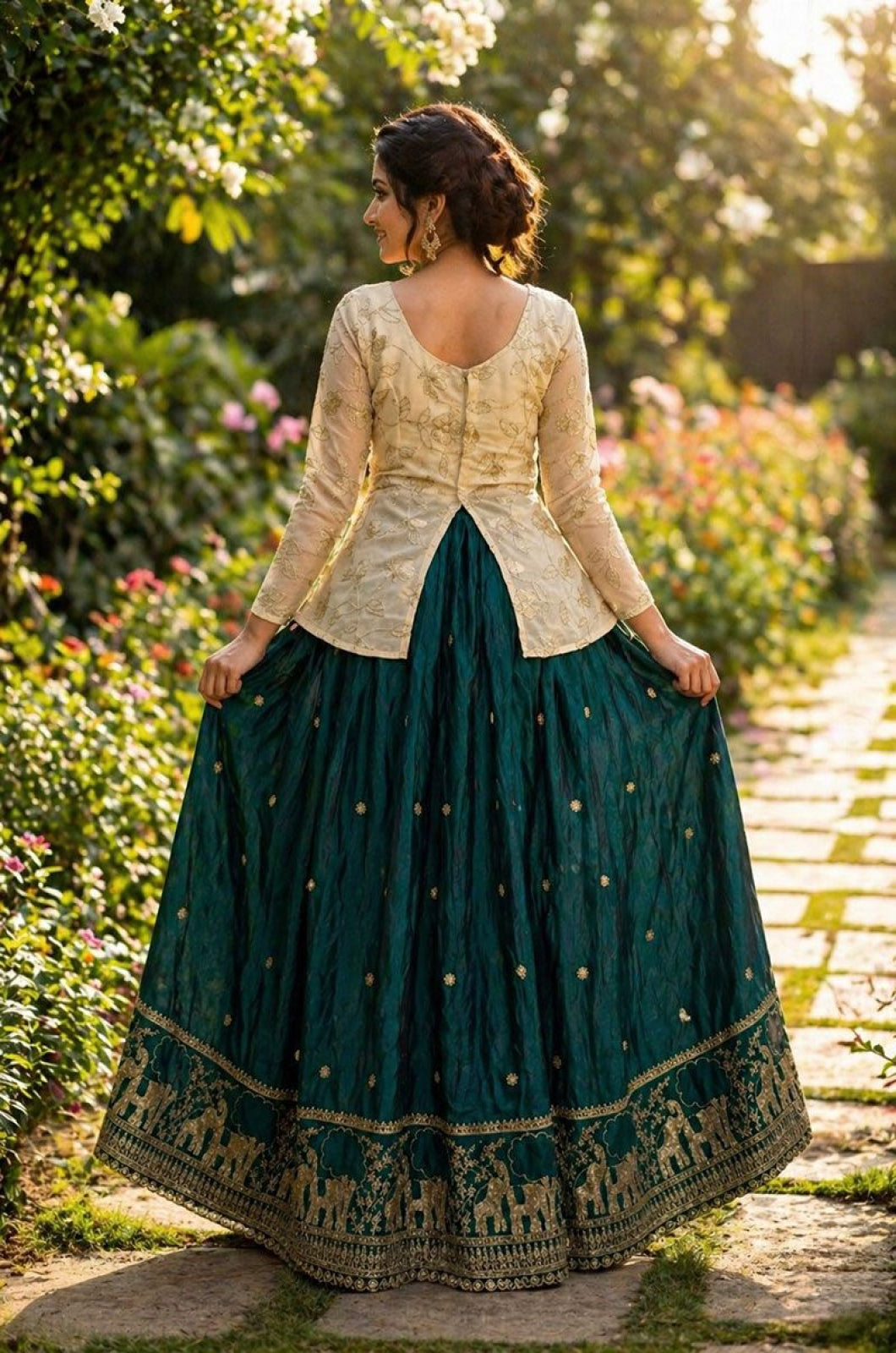 Green Silk Salwar Kameez - SFROY572501R