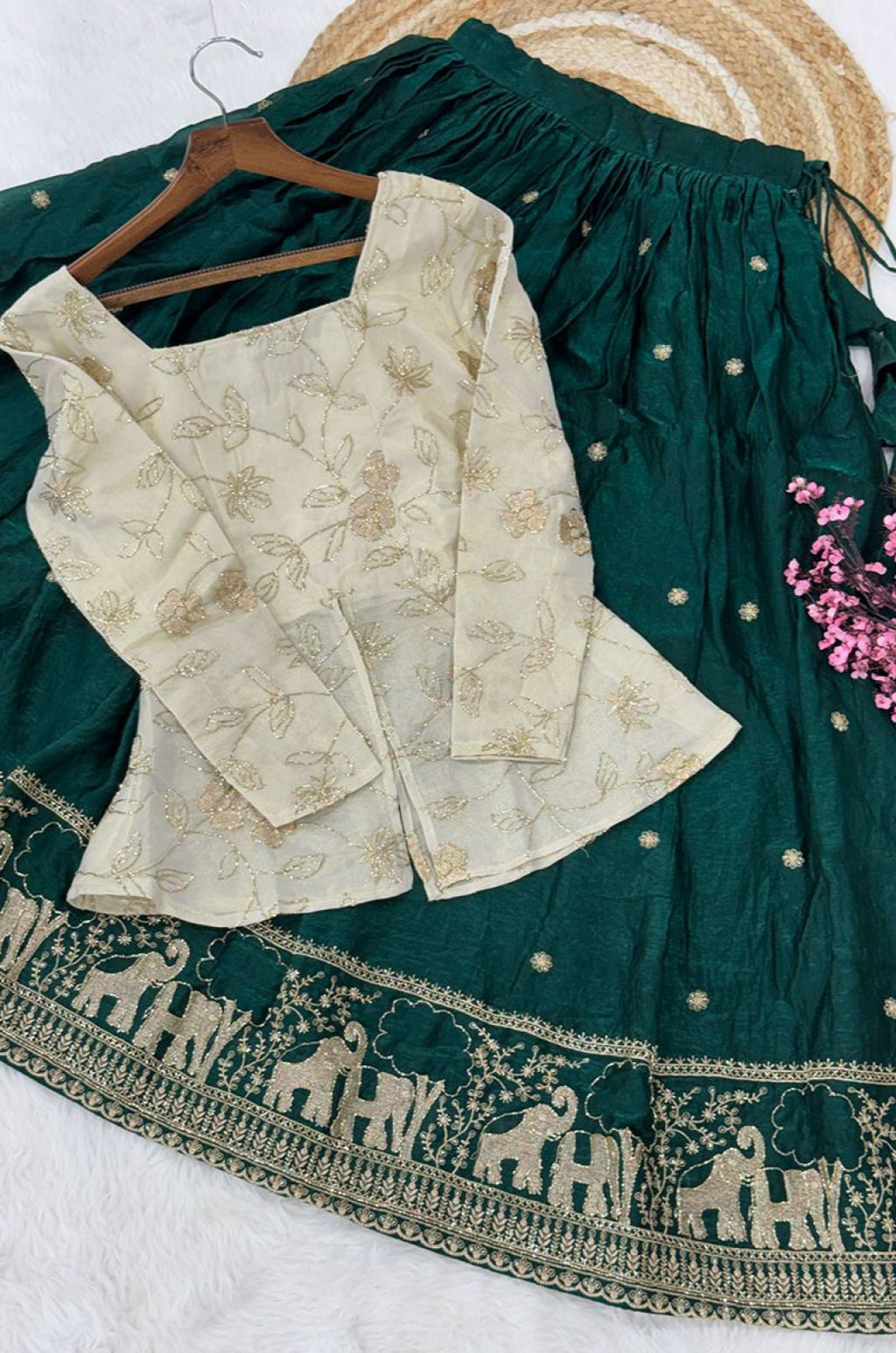 Green Silk Salwar Kameez - SFROY572501R