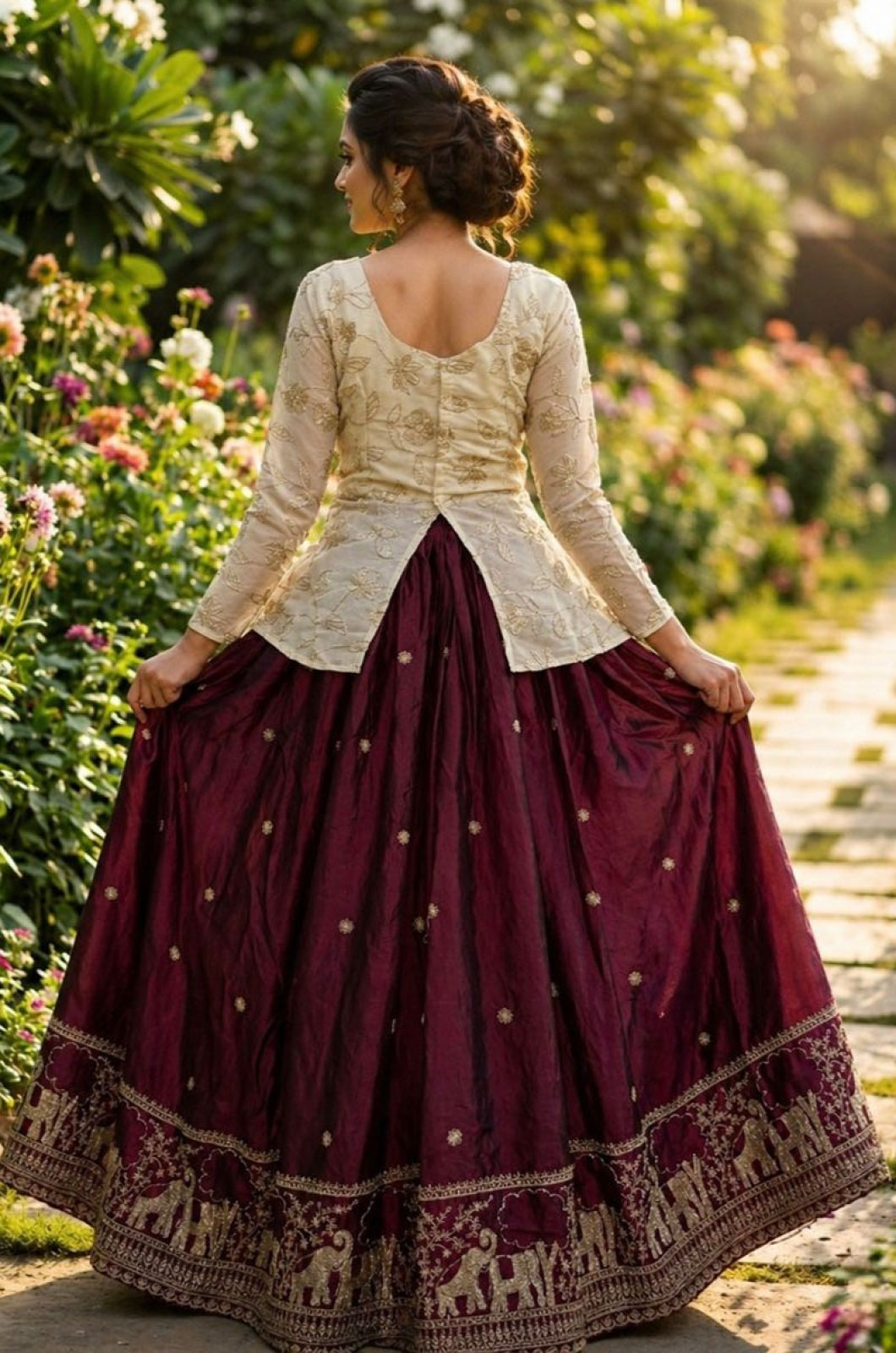Maroon Silk Salwar Kameez - SFROY572502R