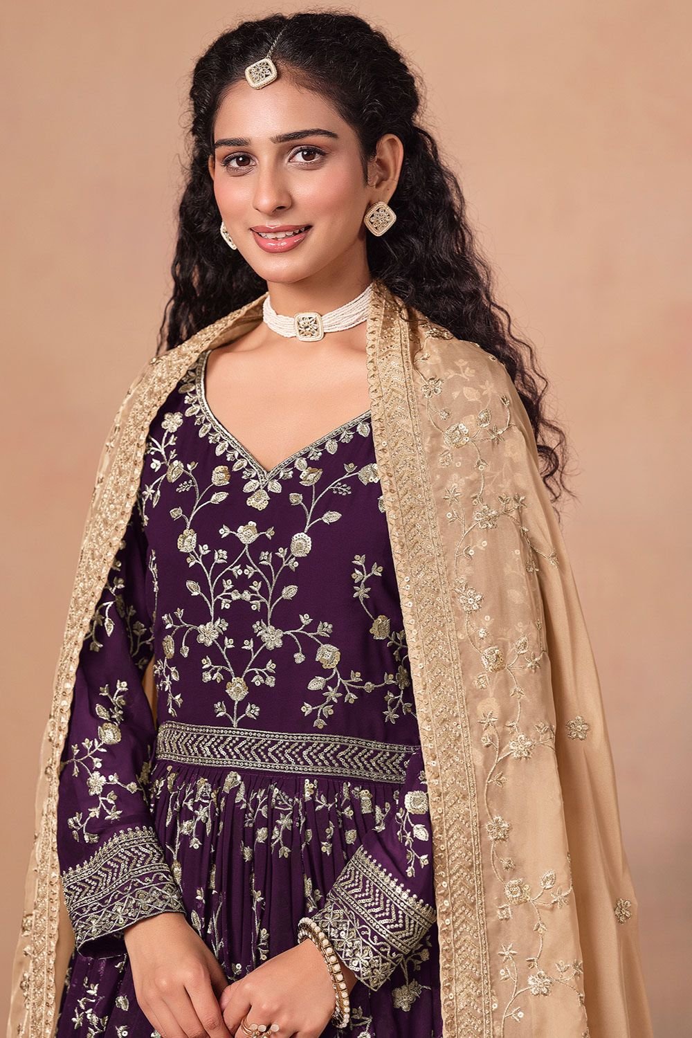 Purple Georgette Salwar Kameez - SFDFS36102R