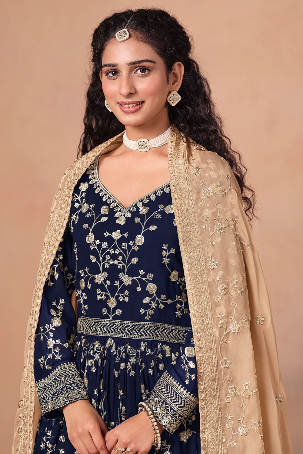Blue Georgette Salwar Kameez - SFDFS36103R