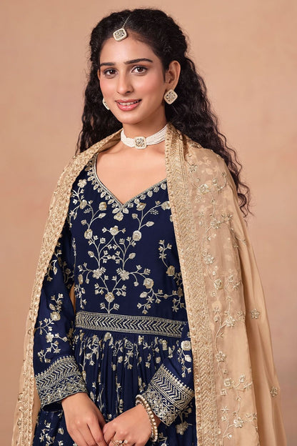 Blue Georgette Salwar Kameez - SFDFS36103R