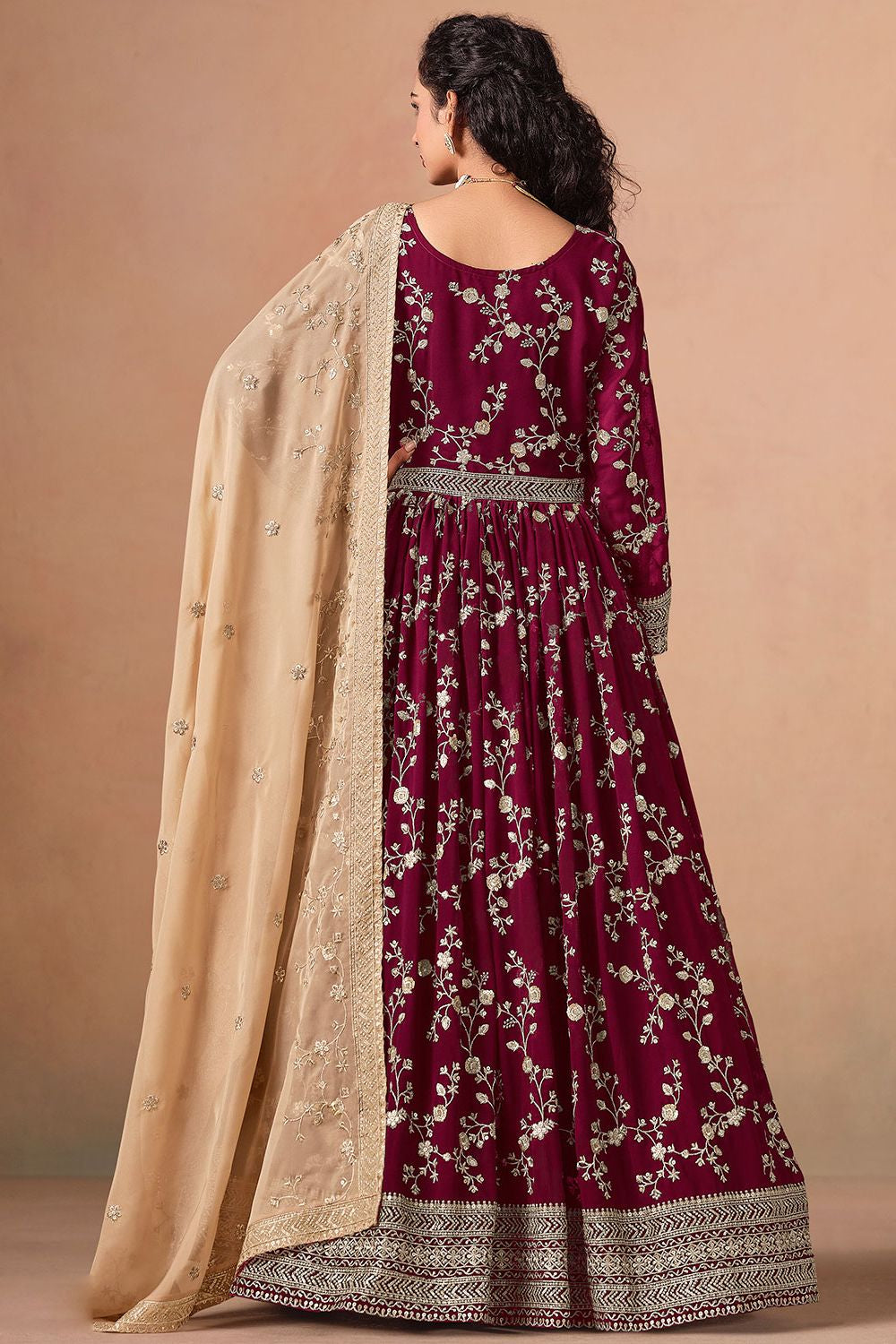 Maroon Georgette Salwar Kameez - SFDFS36104R