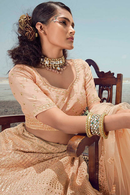 Peach Organza Wedding Lehenga Choli  SFARY15103