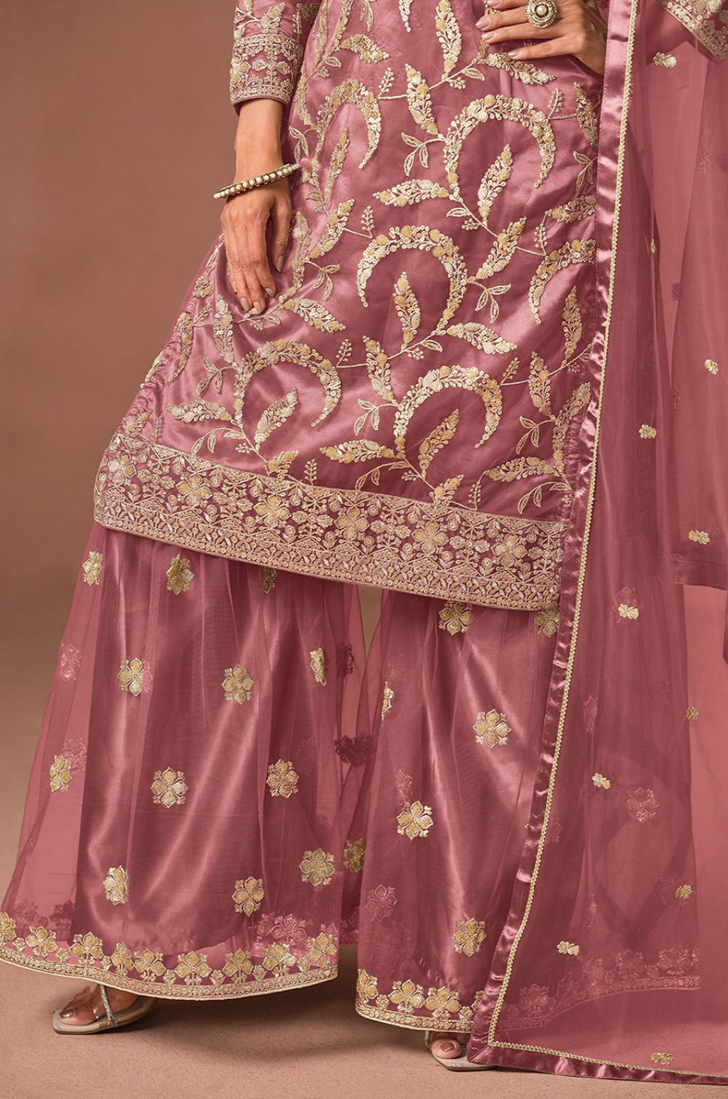 Pink Net Salwar Kameez - SFDFS39201R