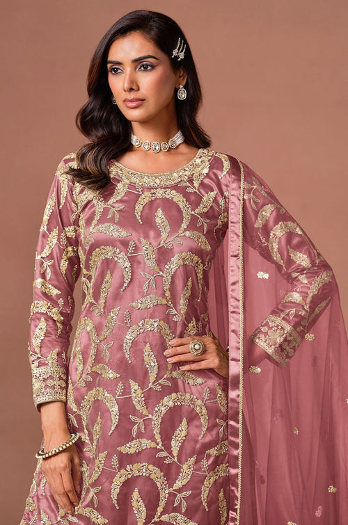Pink Net Salwar Kameez - SFDFS39201R