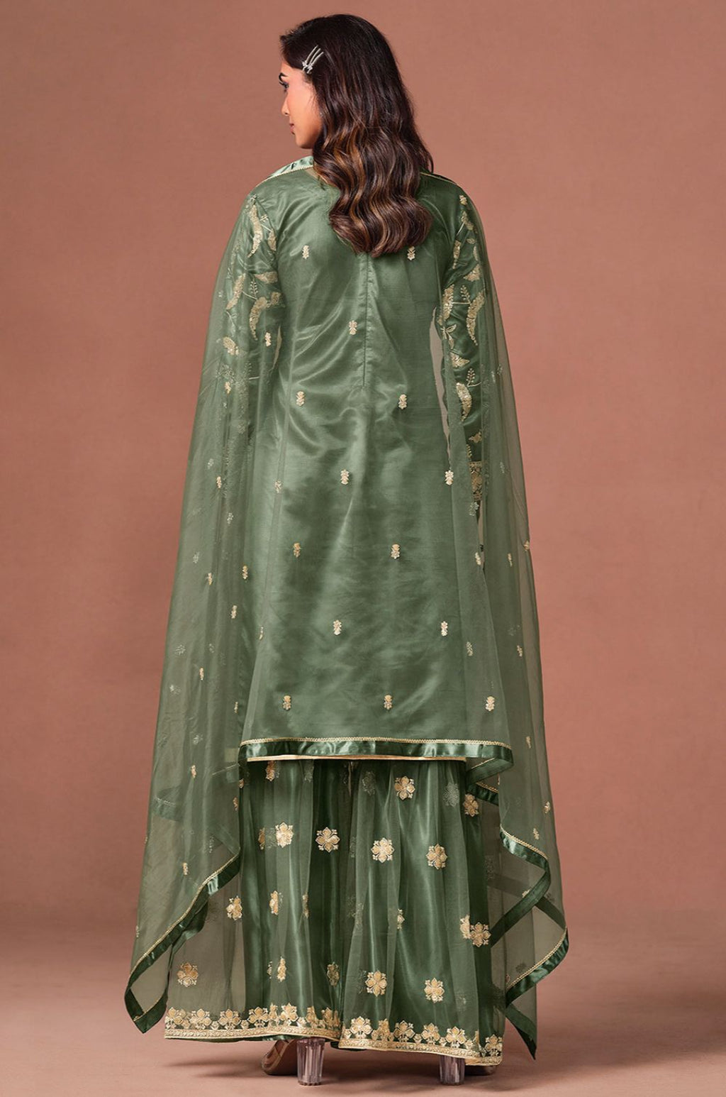 Green Net Salwar Kameez - SFDFS39202R