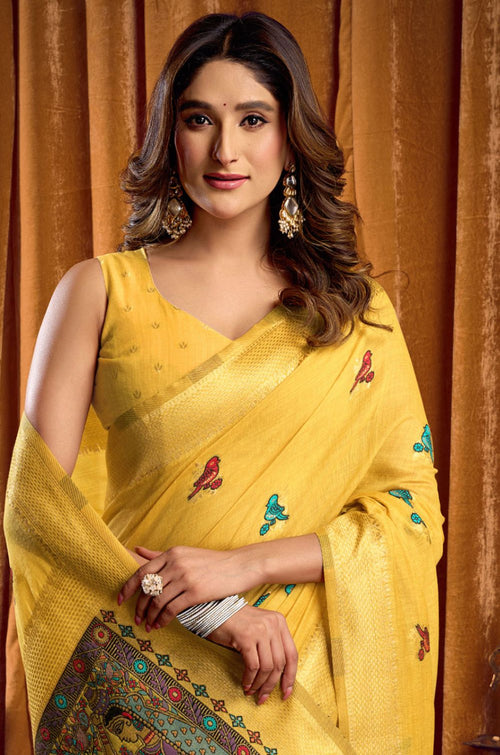 Yellow Cotton Sarees - SFSA574602
