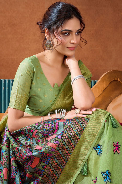 Green Cotton Sarees - SFSJDN46203