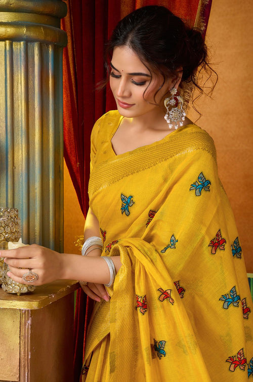 Yellow Cotton Sarees - SFSJDN46206