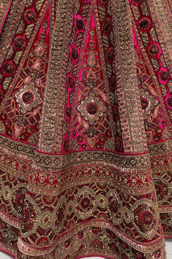 Pink Refined Velvet Engagement Lehenga Choli SFANJ3011