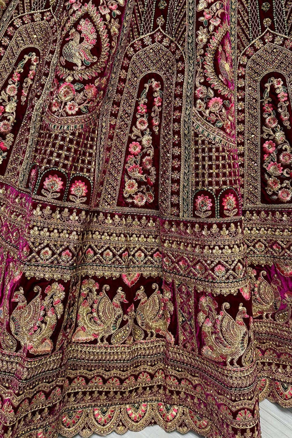 Purple Refined Velvet Engagement Lehenga Choli  SFANJ3013