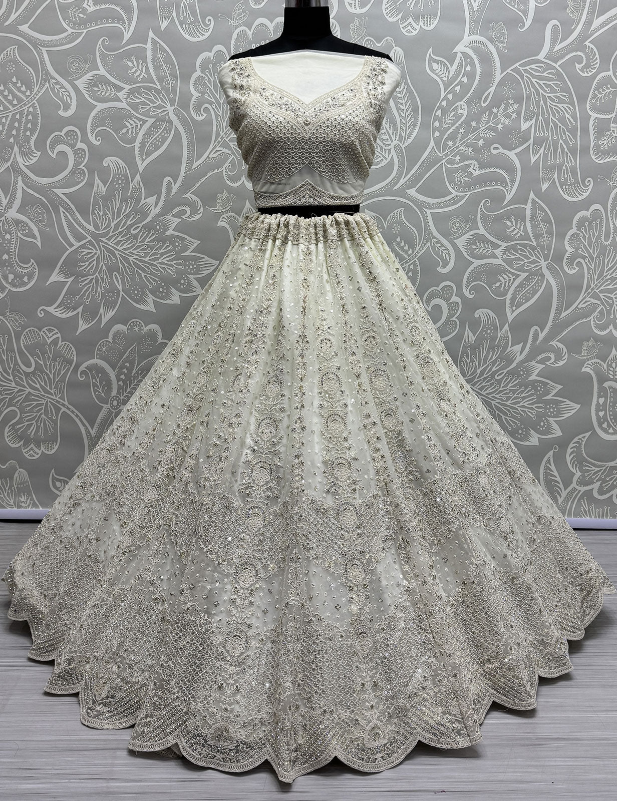 White Net Reception Lehenga Choli Set SFANJ2937