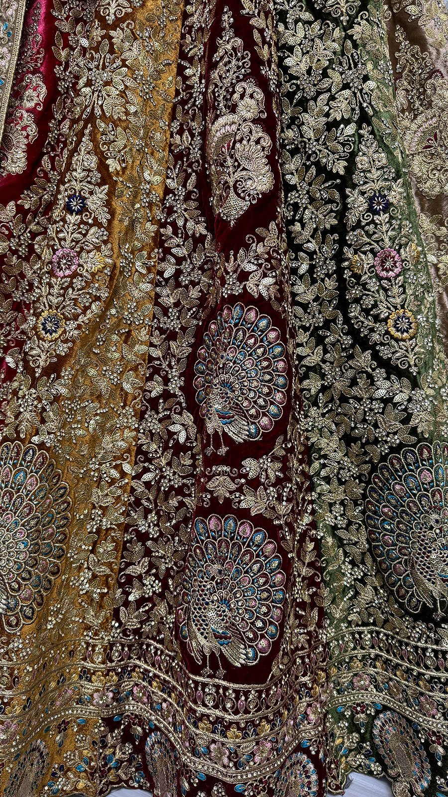 Beige Velvet Bridal Wedding Lehenga Choli SFANJ2938