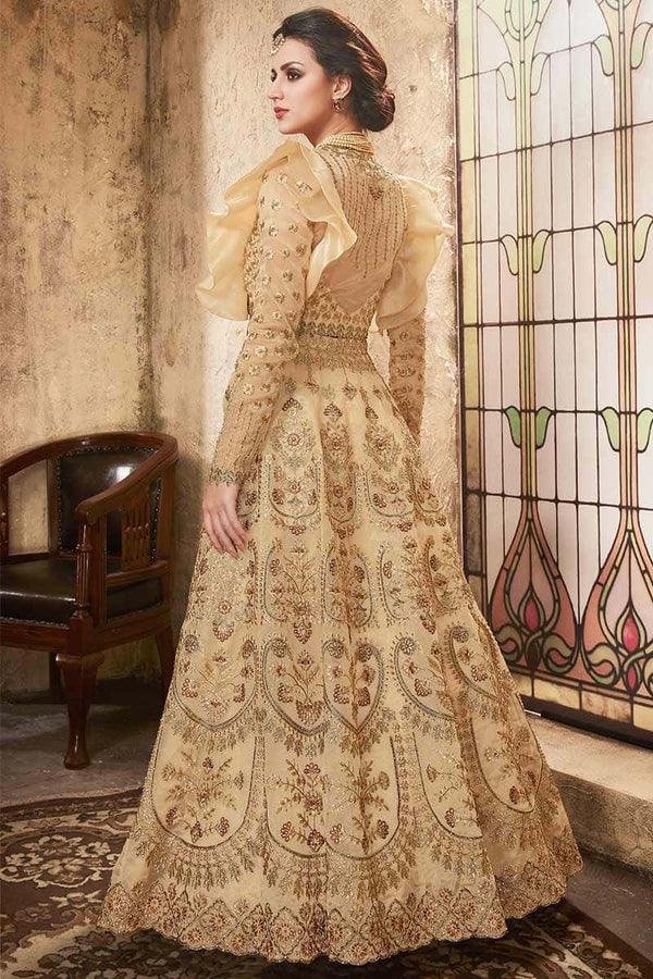Beige Organza Wedding Ceremony Lehenga Choli SFABC4401
