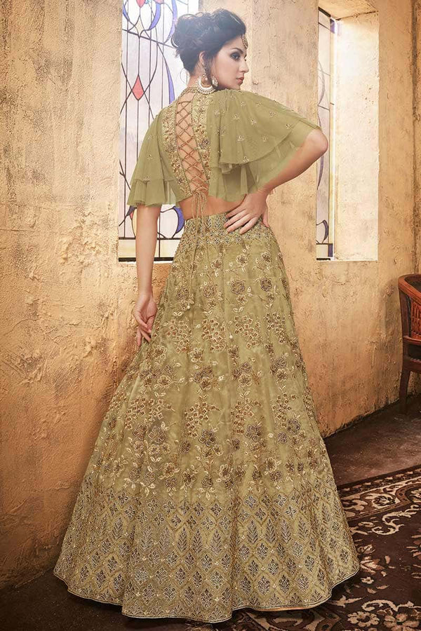 Green Organza Wedding Ceremony Lehenga Choli SFABC4402