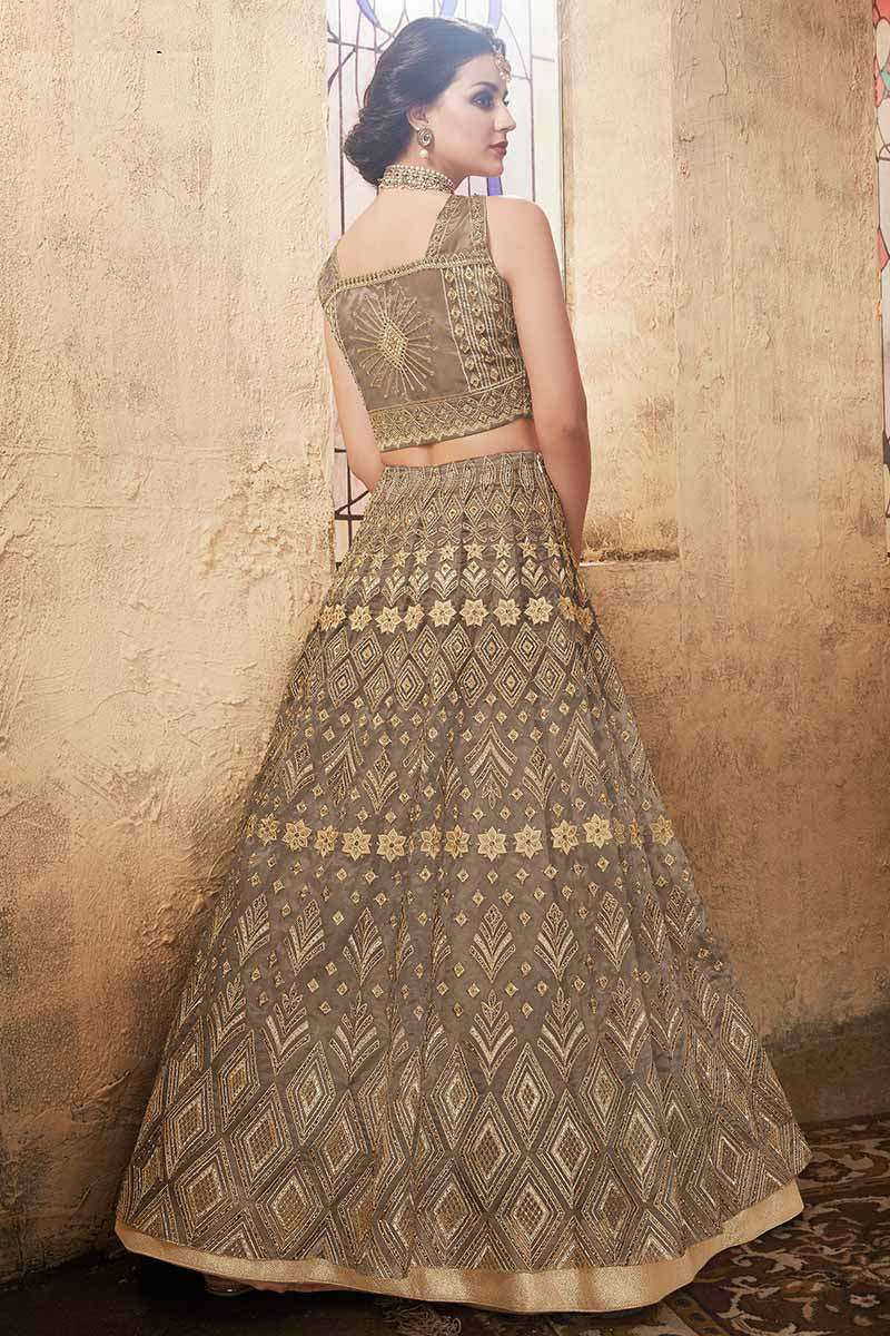 Grey Organza Wedding Ceremony Lehenga Choli  SFABC4404