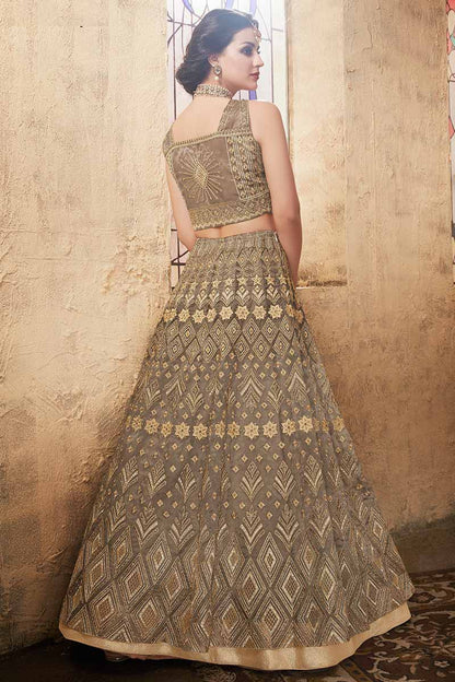 Grey Organza Wedding Ceremony Lehenga Choli  SFABC4404