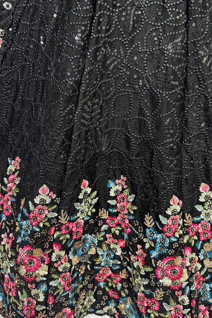 Enchanting Black Chinnon Wedding Lehenga Choli SFANJ2918