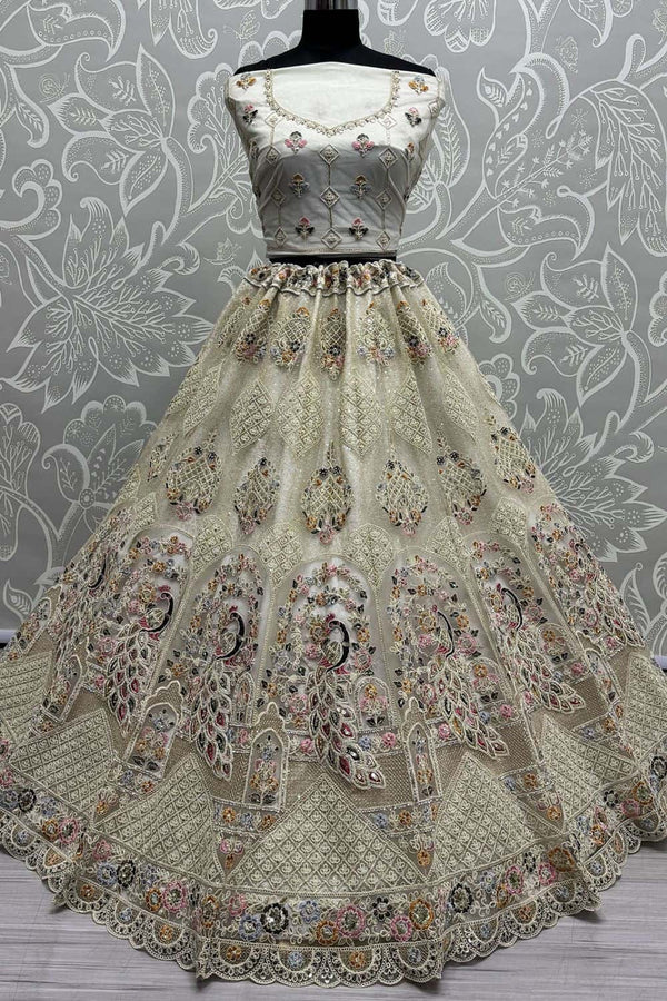 Off White Net Designer Lehenga Set SFANJ2951