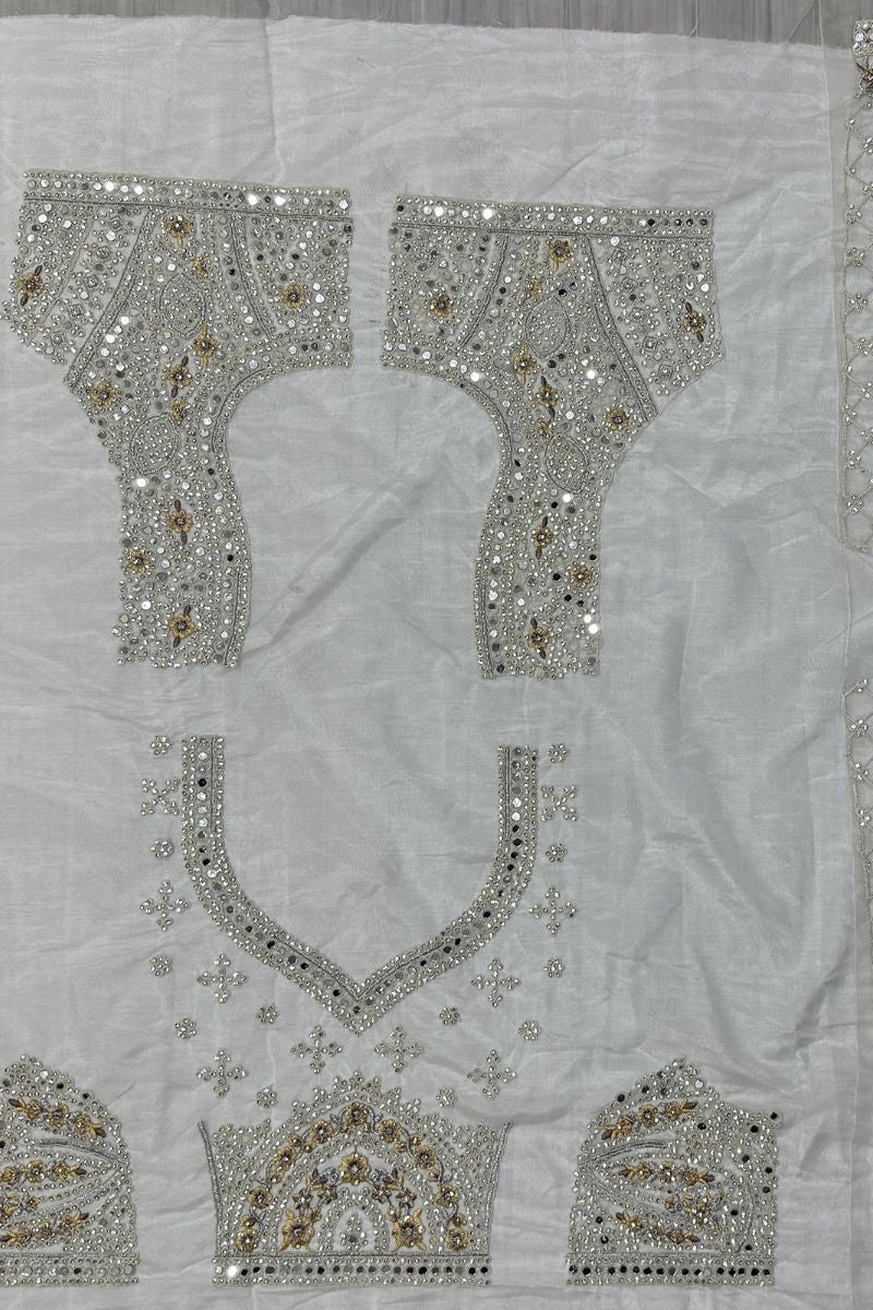 White Refined Net Engagement Lehenga Choli  SFANJ3001