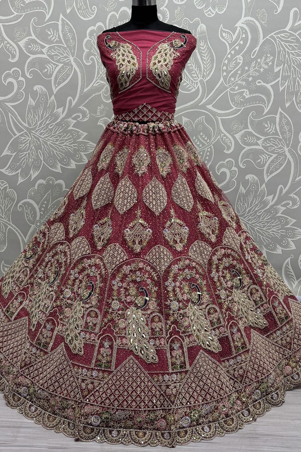 Pink Heavy Bridal Net Lehenga Choli SFANJ3058