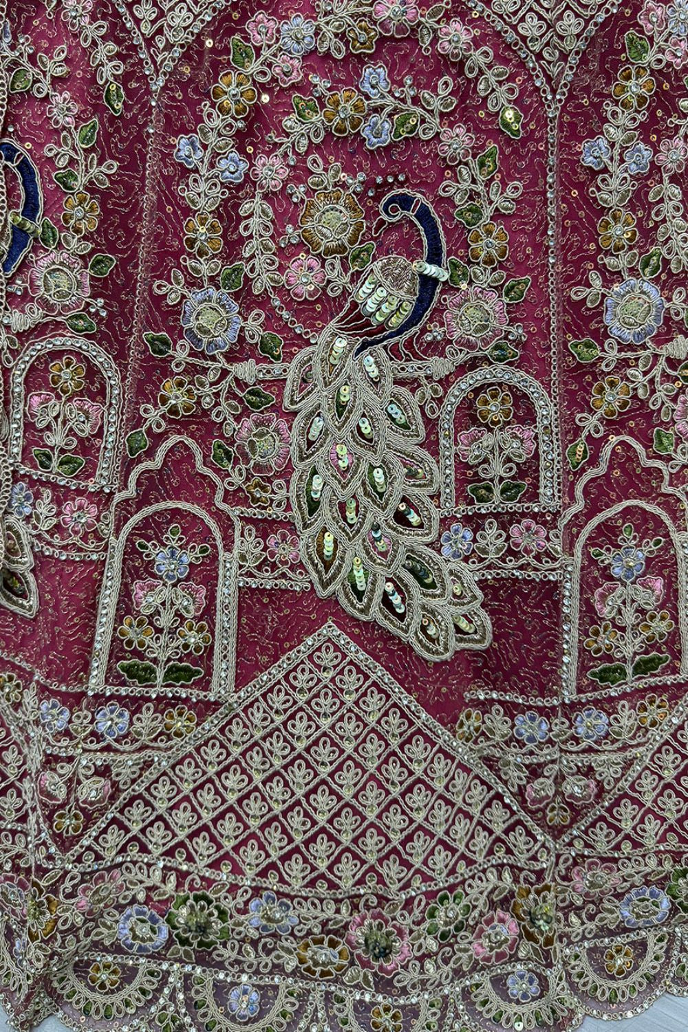 Pink Heavy Bridal Net Lehenga Choli SFANJ3058