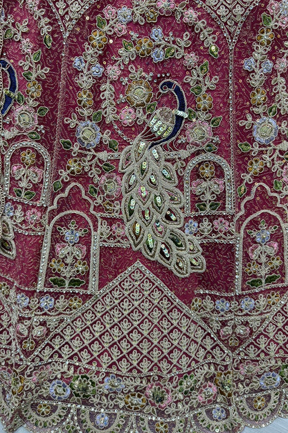 Pink Heavy Bridal Net Lehenga Choli SFANJ3058