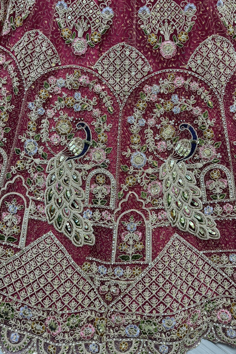 Pink Heavy Bridal Net Lehenga Choli SFANJ3058