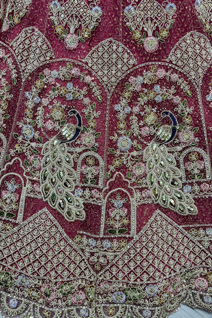 Pink Heavy Bridal Net Lehenga Choli SFANJ3058