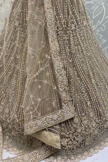 Golden Net Party Lehenga Choli  SFANJ3127