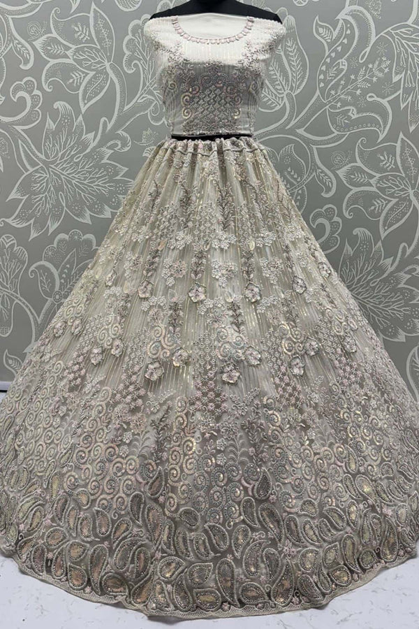 White Net Party Lehenga Choli  SFANJ3129