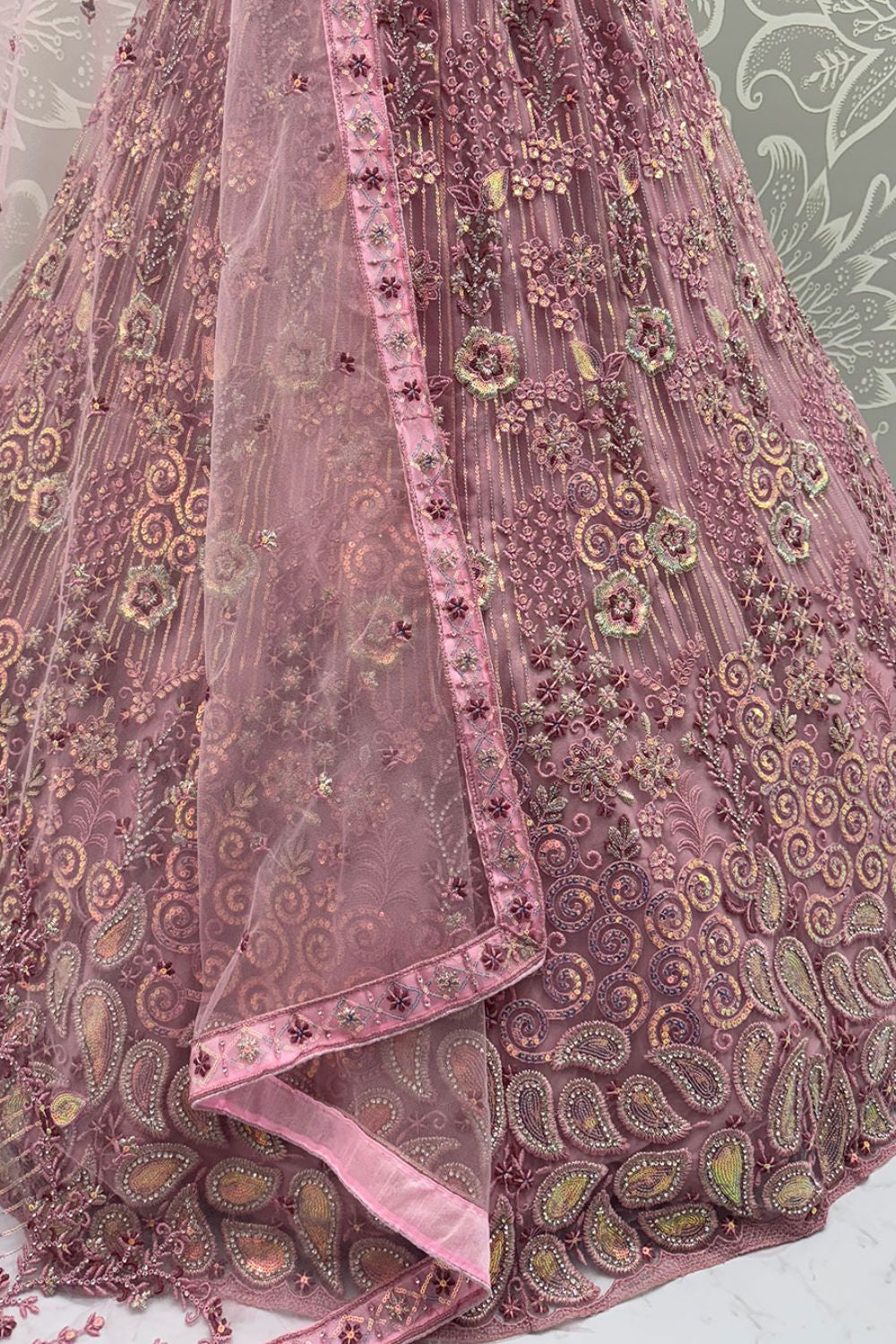 Pink Net Lehenga Choli - SFANJ3130